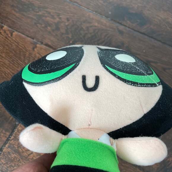Vintage Powder Puff Girl Buttercup Doll Plush Toy Green Dress Eyes Faded Stuffed - Picture 6 of 8